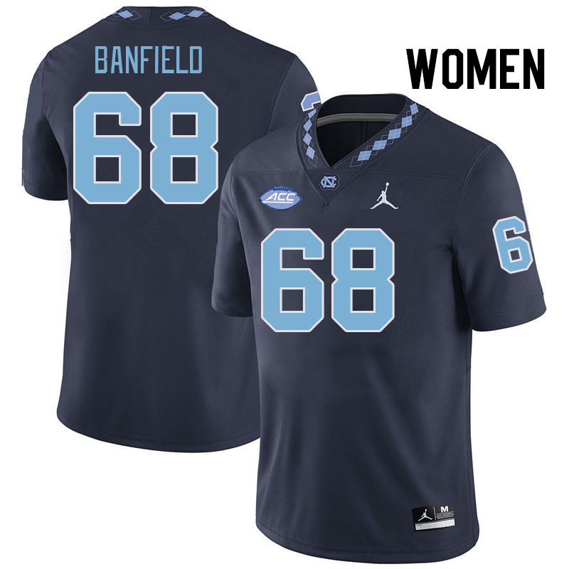 Women #68 Aidan Banfield North Carolina Tar Heels College Football Jerseys Stitched-Navy